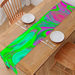 Neon Green Pink Psychedelic Trippy Print Table Runner
