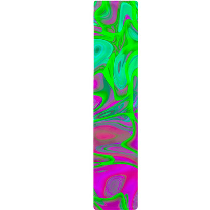 Neon Green Pink Psychedelic Trippy Print Table Runner