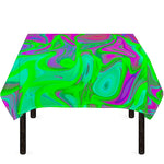 Neon Green Pink Psychedelic Trippy Print Tablecloth