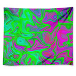 Neon Green Pink Psychedelic Trippy Print Tapestry