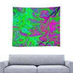 Neon Green Pink Psychedelic Trippy Print Tapestry