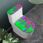 Neon Green Pink Psychedelic Trippy Print Toilet Lid And Tank Cover Set