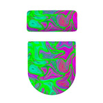 Neon Green Pink Psychedelic Trippy Print Toilet Lid And Tank Cover Set