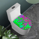 Neon Green Pink Psychedelic Trippy Print Toilet Lid Cover