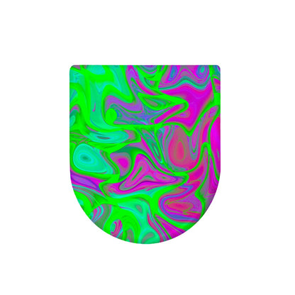 Neon Green Pink Psychedelic Trippy Print Toilet Lid Cover