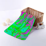 Neon Green Pink Psychedelic Trippy Print Towel