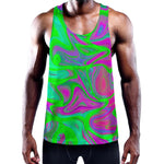 Neon Green Pink Psychedelic Trippy Print Training Tank Top