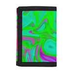 Neon Green Pink Psychedelic Trippy Print Trifold Wallet