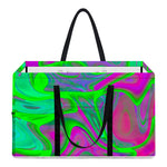 Neon Green Pink Psychedelic Trippy Print Utility Tote Bag