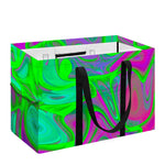 Neon Green Pink Psychedelic Trippy Print Utility Tote Bag