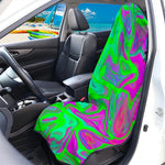 Neon Green Pink Psychedelic Trippy Print Waterproof Car Seat Cover