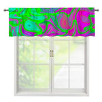 Neon Green Pink Psychedelic Trippy Print Window Valance