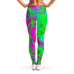 Neon Green Pink Psychedelic Trippy Print Women's Leggings
