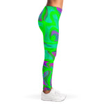 Neon Green Pink Psychedelic Trippy Print Women's Leggings