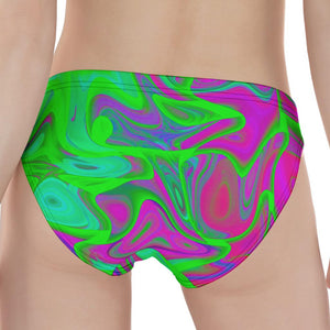 Neon Green Pink Psychedelic Trippy Print Women's Panties