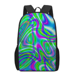 Neon Green Psychedelic Trippy Print 17 Inch Backpack