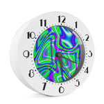Neon Green Psychedelic Trippy Print Alarm Clock