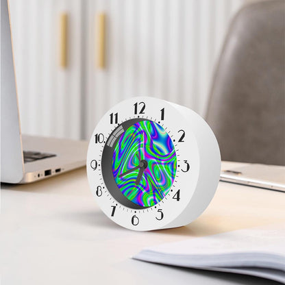Neon Green Psychedelic Trippy Print Alarm Clock