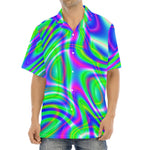Neon Green Psychedelic Trippy Print Aloha Shirt