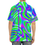 Neon Green Psychedelic Trippy Print Aloha Shirt