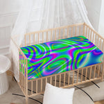 Neon Green Psychedelic Trippy Print Baby Crib Sheet