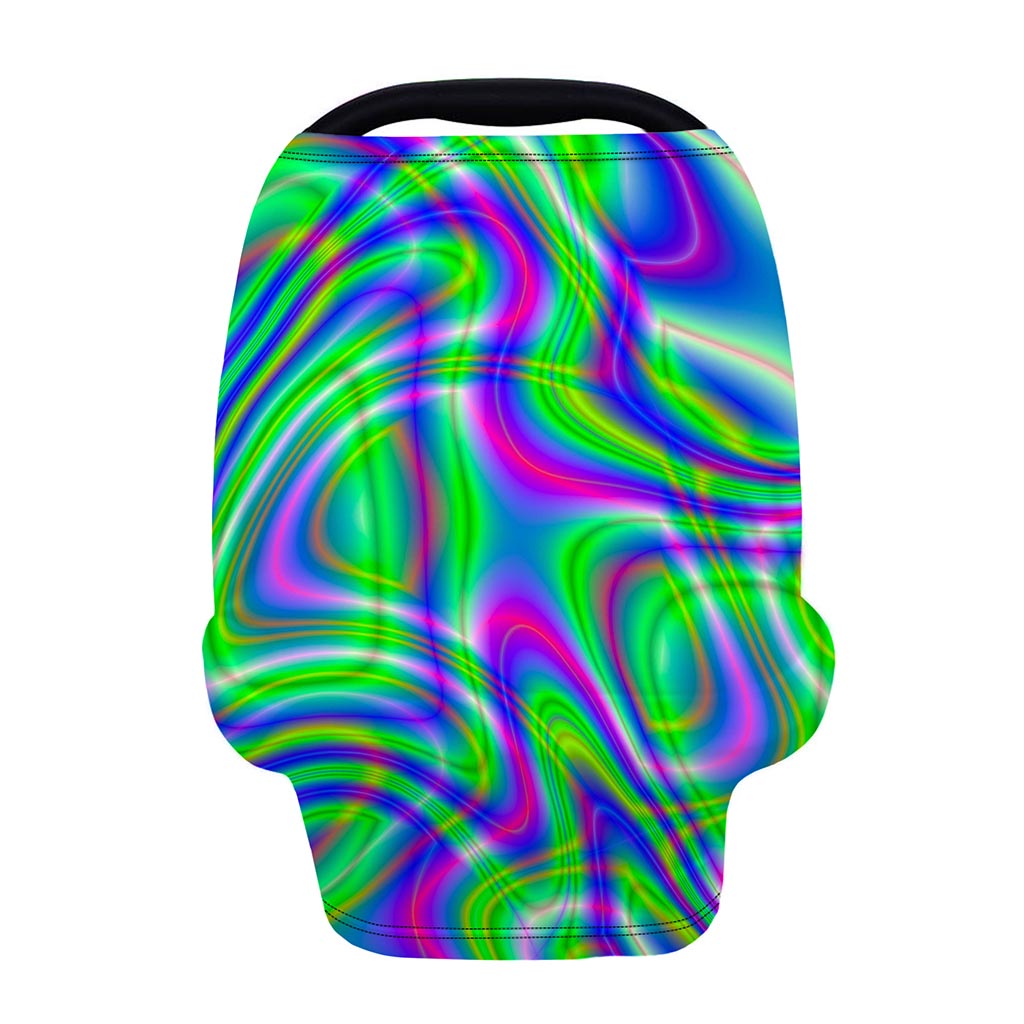 Neon Green Psychedelic Trippy Print Baby Seat Cover