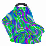 Neon Green Psychedelic Trippy Print Baby Seat Cover