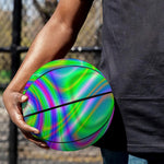 Neon Green Psychedelic Trippy Print Basketball