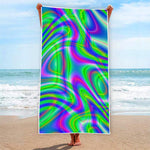 Neon Green Psychedelic Trippy Print Beach Towel