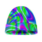 Neon Green Psychedelic Trippy Print Beanie