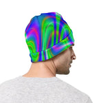 Neon Green Psychedelic Trippy Print Beanie