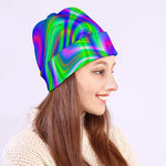 Neon Green Psychedelic Trippy Print Beanie