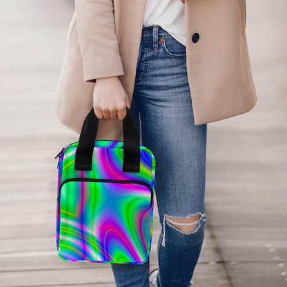 Neon Green Psychedelic Trippy Print Bible Tote Bag