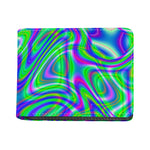 Neon Green Psychedelic Trippy Print Bifold Wallet