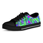 Neon Green Psychedelic Trippy Print Black Low Top Sneakers