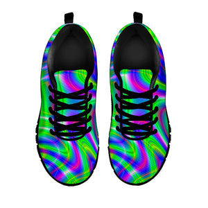 Neon Green Psychedelic Trippy Print Black Running Shoes