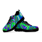 Neon Green Psychedelic Trippy Print Black Running Shoes