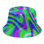 Neon Green Psychedelic Trippy Print Bucket Hat