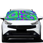 Neon Green Psychedelic Trippy Print Car Windshield Snow Cover
