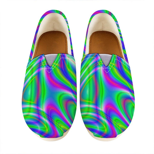 Neon Green Psychedelic Trippy Print Casual Shoes