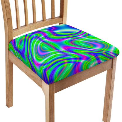 Neon Green Psychedelic Trippy Print Chair Cushion Cover
