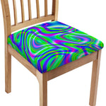 Neon Green Psychedelic Trippy Print Chair Cushion Cover