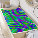 Neon Green Psychedelic Trippy Print Changing Pad Cover