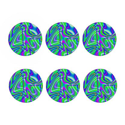 Neon Green Psychedelic Trippy Print Coaster Set