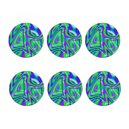 Neon Green Psychedelic Trippy Print Coaster Set
