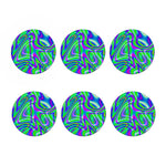 Neon Green Psychedelic Trippy Print Coaster Set