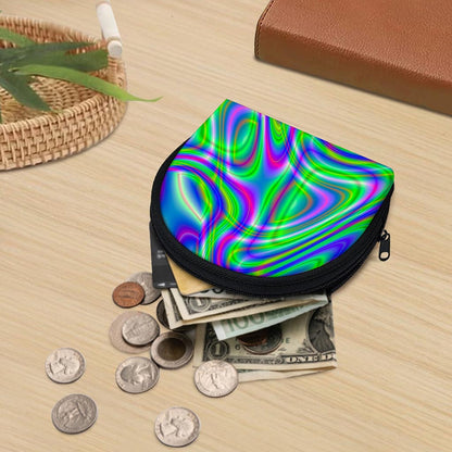 Neon Green Psychedelic Trippy Print Coin Purse
