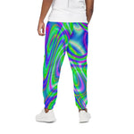 Neon Green Psychedelic Trippy Print Cotton Pants