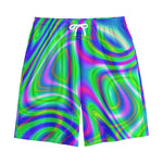 Neon Green Psychedelic Trippy Print Cotton Shorts