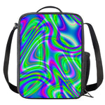 Neon Green Psychedelic Trippy Print Crossbody Lunch Bag